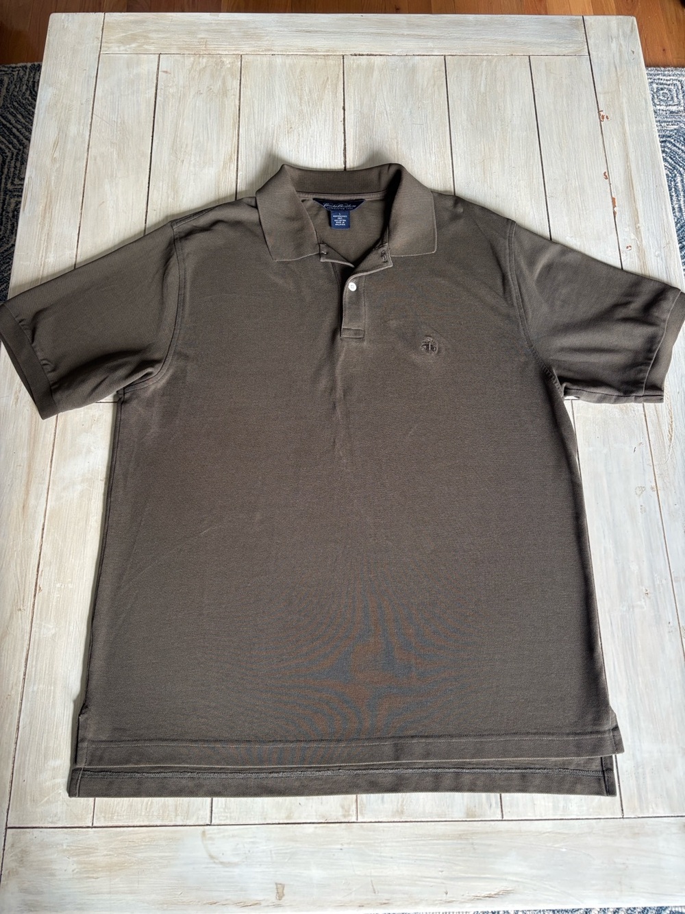 Brooks Brothers Olive Green Brown Performance Knit Polo Large